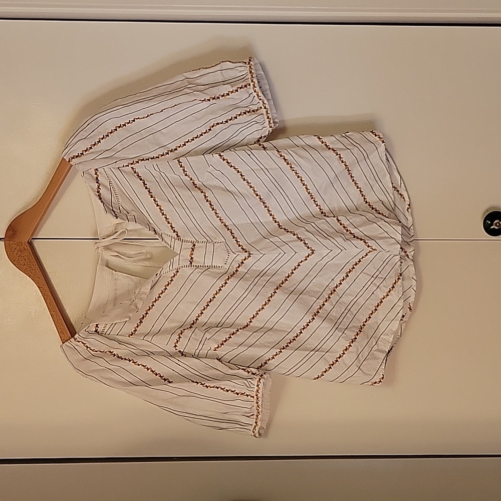 Anthropologie Maeve Cropped Keyhole-Back Top